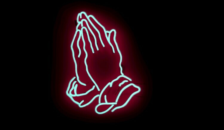 Neon Praying Hands